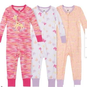 Kids Headquarters Baby 3-pack Cotton Sleepers, Pink, 3T